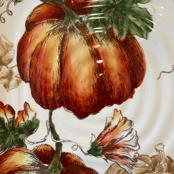 Maxcera PUMPKIN PATCH Dinner Plates 11in Square Set of 4 Thanksgiving New - Picture 8 of 16